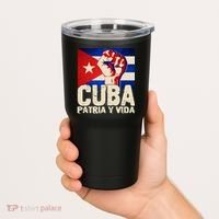 Cuba Patria Y Vida Cuban Flag Protest Fist Tumbler thumb 2