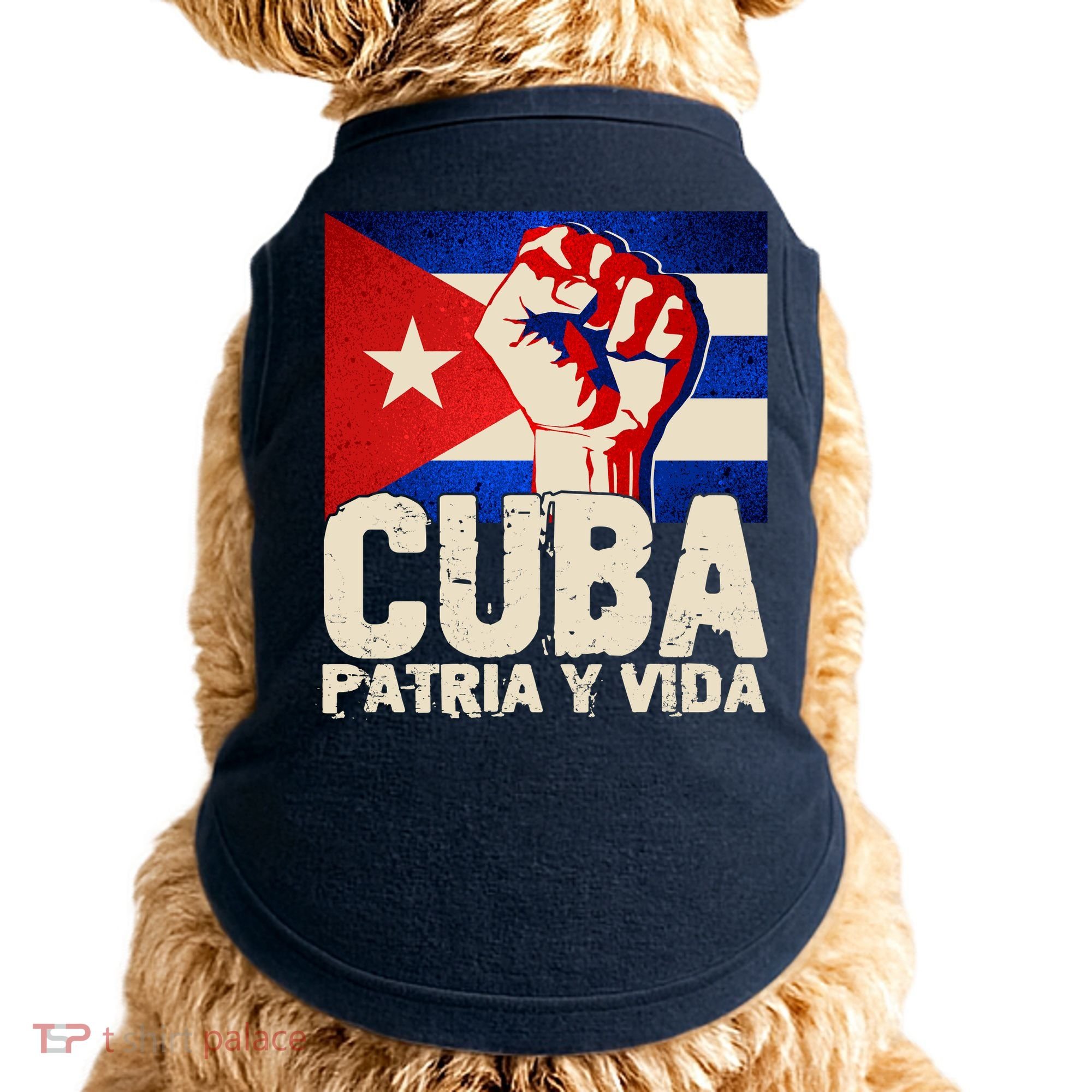 Cuba Patria Y Vida Cuban Flag Protest Fist Doggie Tank
