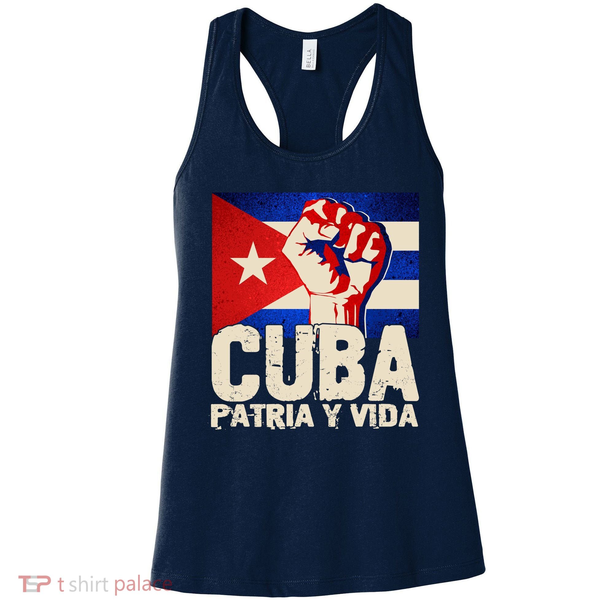 Cuba Patria Y Vida Cuban Flag Protest Fist Women's Tank Top