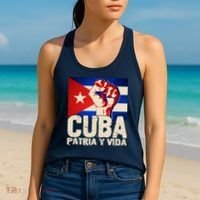 Cuba Patria Y Vida Cuban Flag Protest Fist Women's Tank Top thumb 2