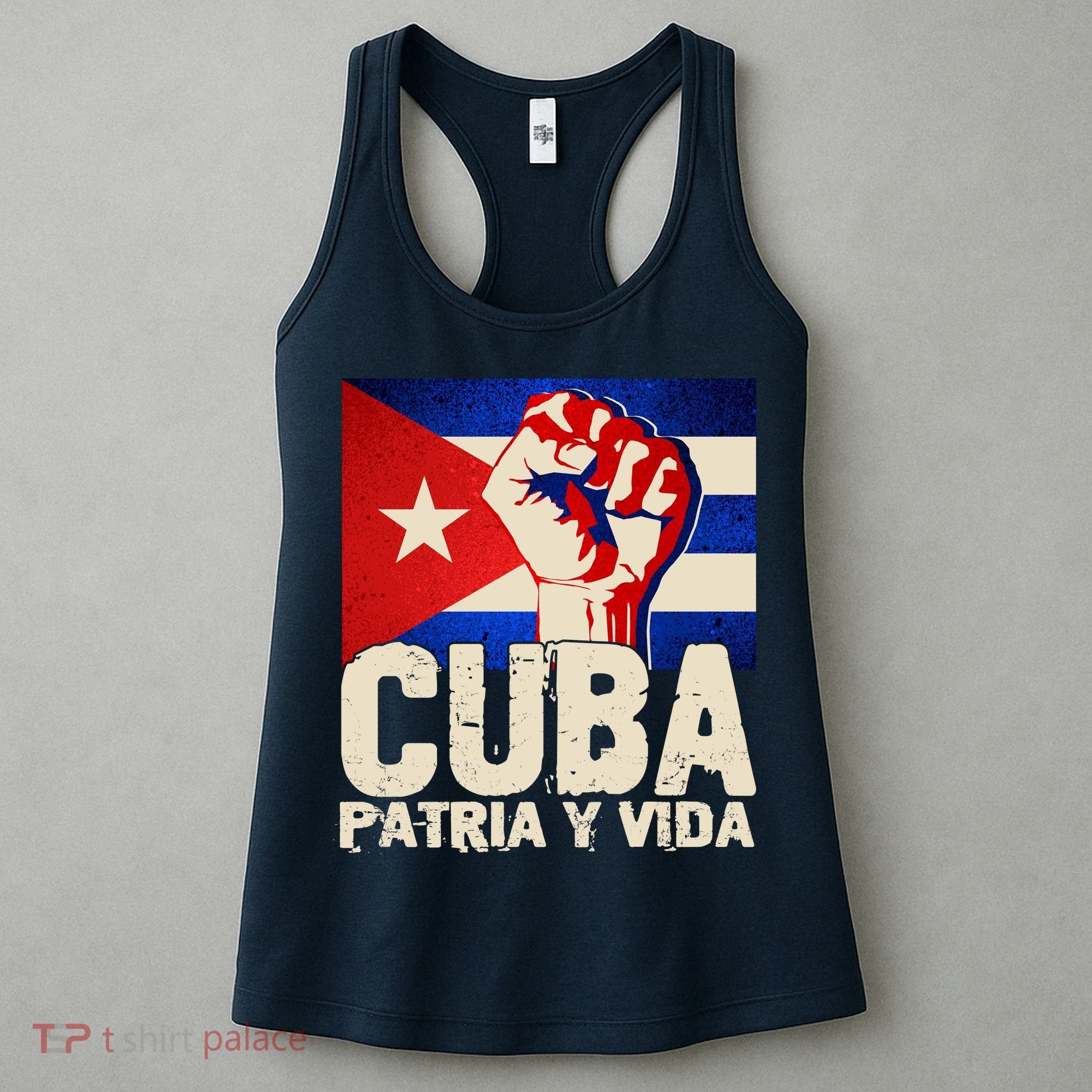 Cuba Patria Y Vida Cuban Flag Protest Fist Women's Tank Top