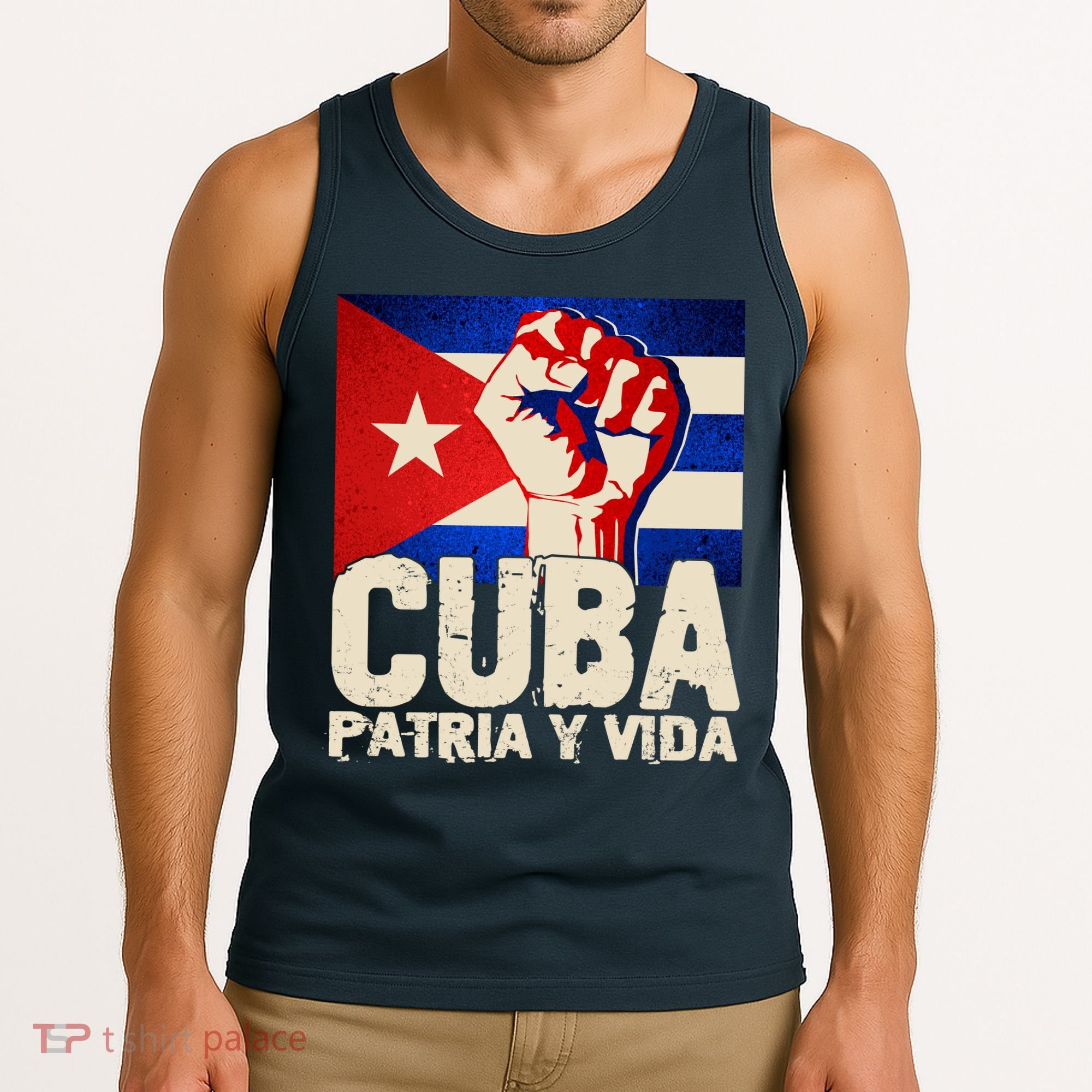 Cuba Patria Y Vida Cuban Flag Protest Fist Tank Top