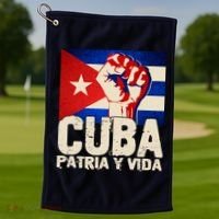 Cuba Patria Y Vida Cuban Flag Protest Fist Golf Towel thumb 1