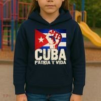 Cuba Patria Y Vida Cuban Flag Protest Fist Kids Hoodie thumb 3