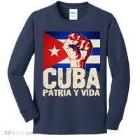 Cuba Patria Y Vida Cuban Flag Protest Fist Kids Long Sleeve Shirt thumb 0