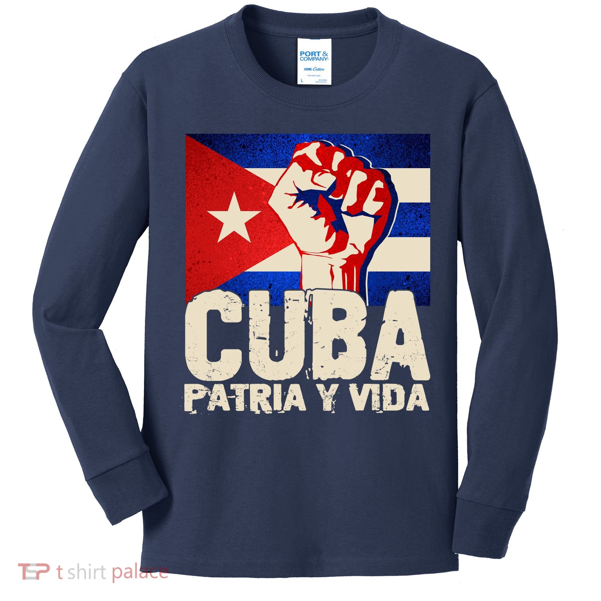 Cuba Patria Y Vida Cuban Flag Protest Fist Kids Long Sleeve Shirt
