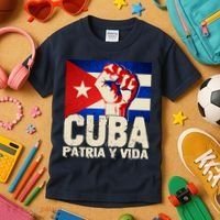 Cuba Patria Y Vida Cuban Flag Protest Fist Kids T-Shirt thumb 3