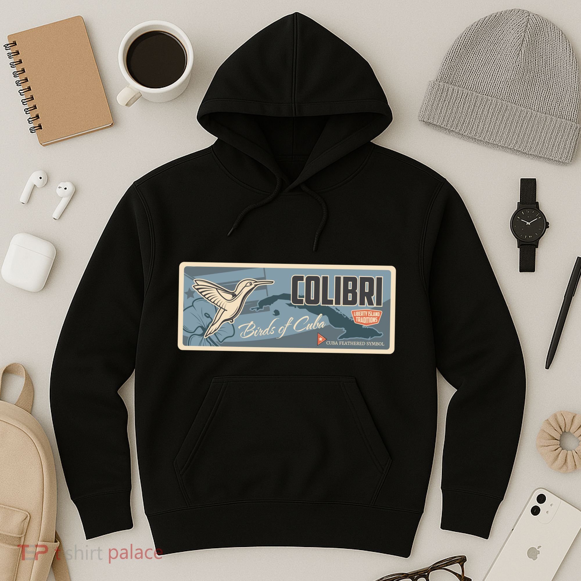 Cuba Travel Retro Banner Bird Watching Colibri Hoodie