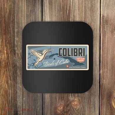 Cuba Travel Retro Banner Bird Watching Colibri Coaster