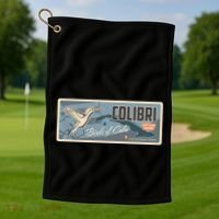 Cuba Travel Retro Banner Bird Watching Colibri Golf Towel thumb 1