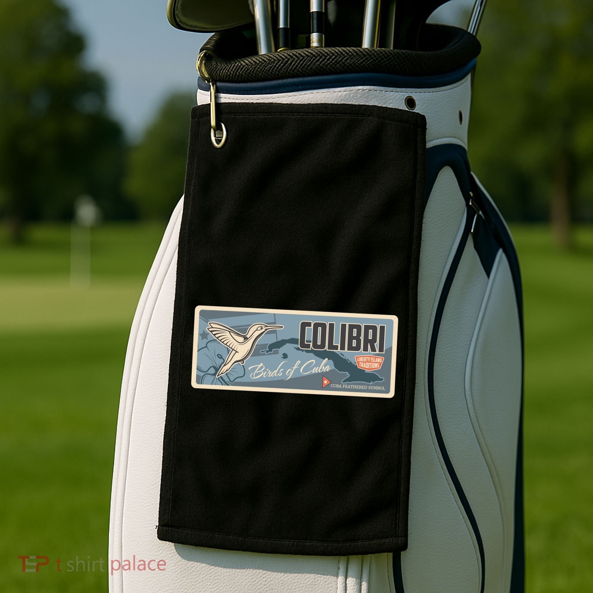 Cuba Travel Retro Banner Bird Watching Colibri Golf Towel