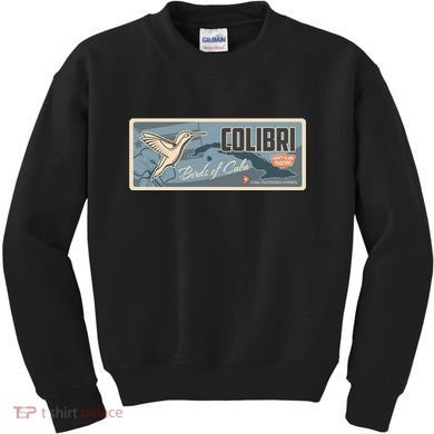 Cuba Travel Retro Banner Bird Watching Colibri Kids Sweatshirt
