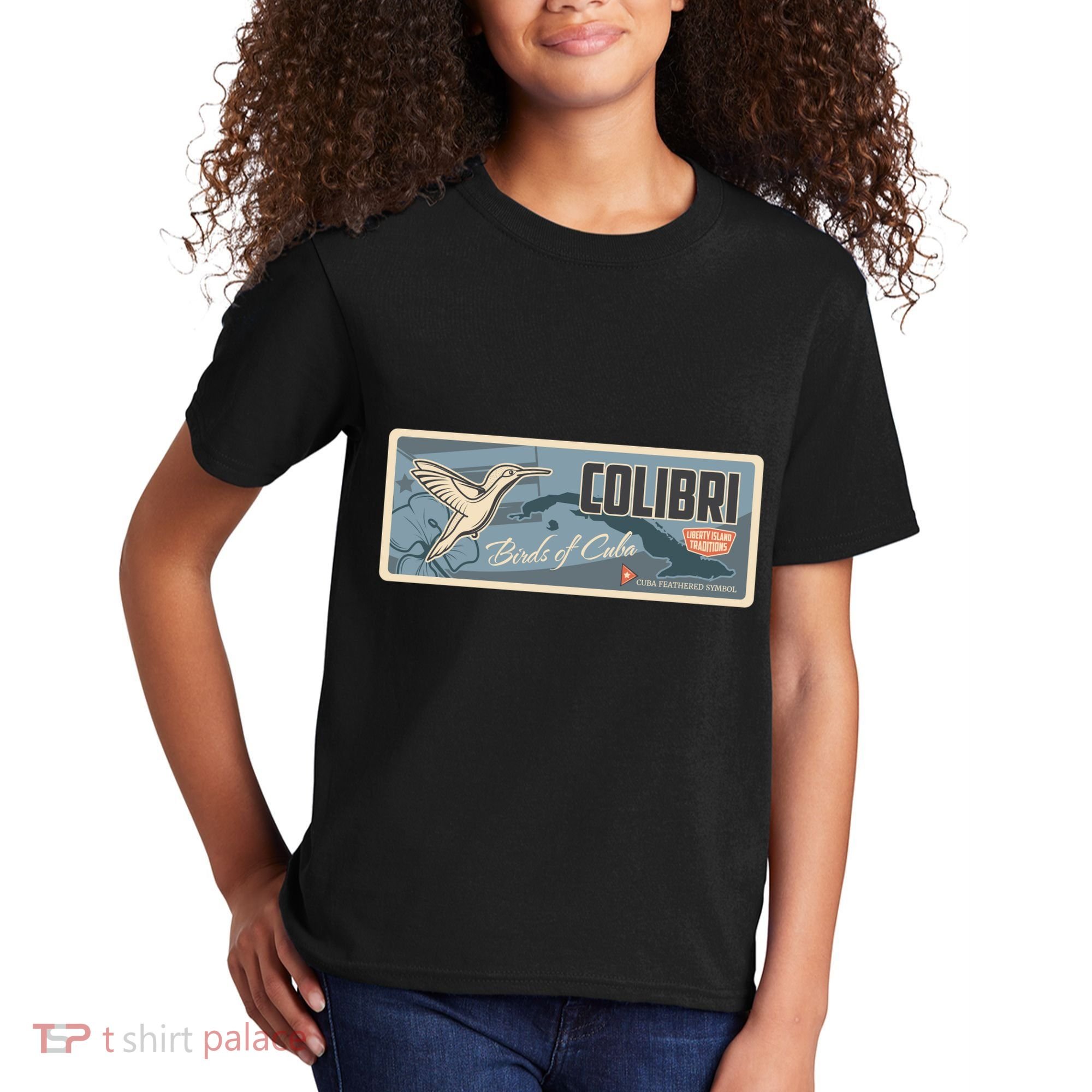 Cuba Travel Retro Banner Bird Watching Colibri Kids T-Shirt