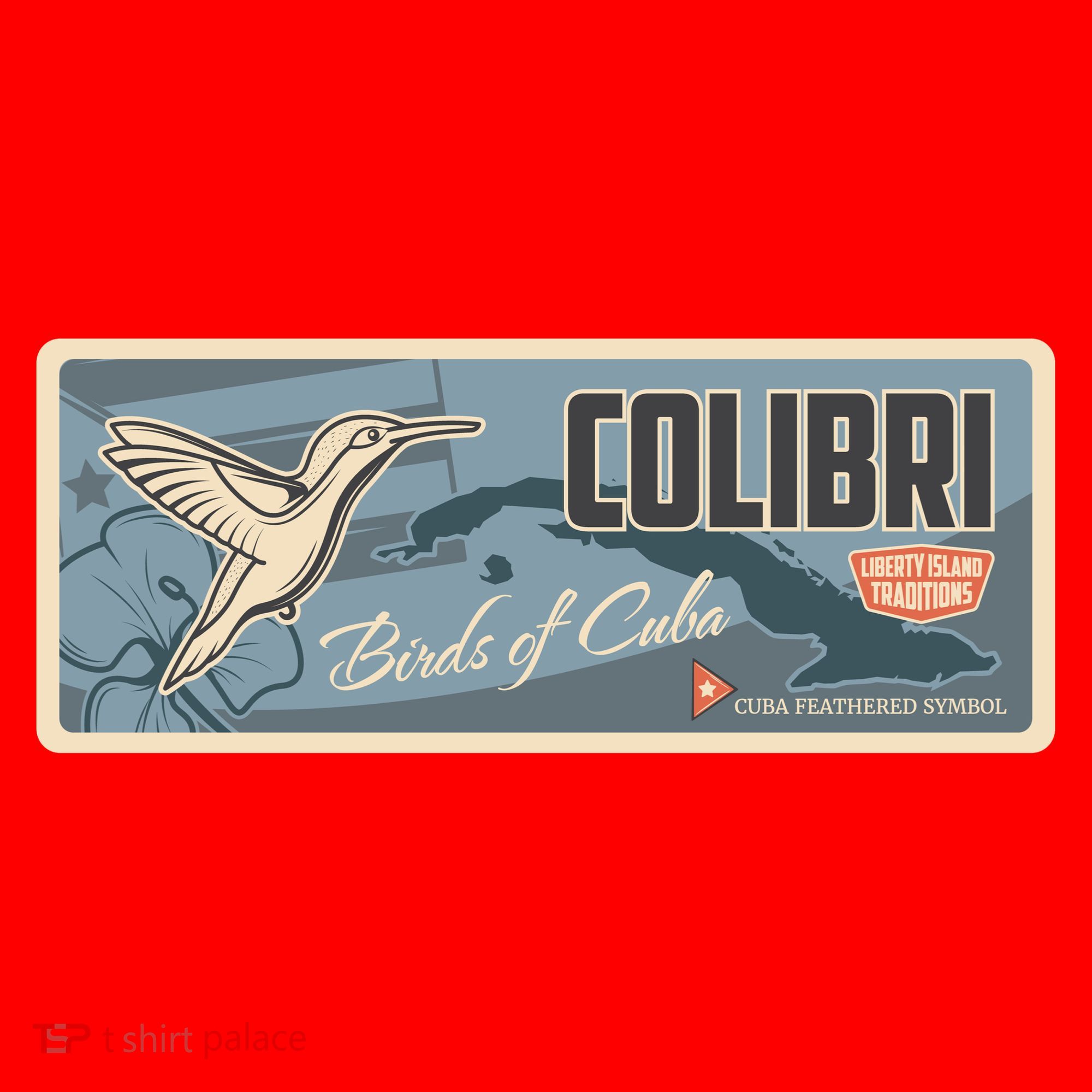 Cuba Travel Retro Banner Bird Watching Colibri Santa Hat