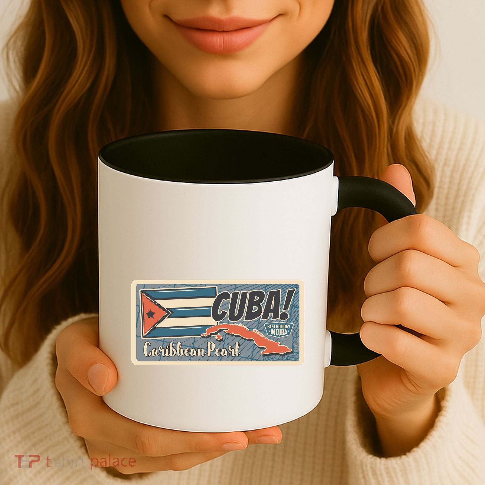 Cuba Travel Retro Banner Caribbean Pearl Coffee Mug