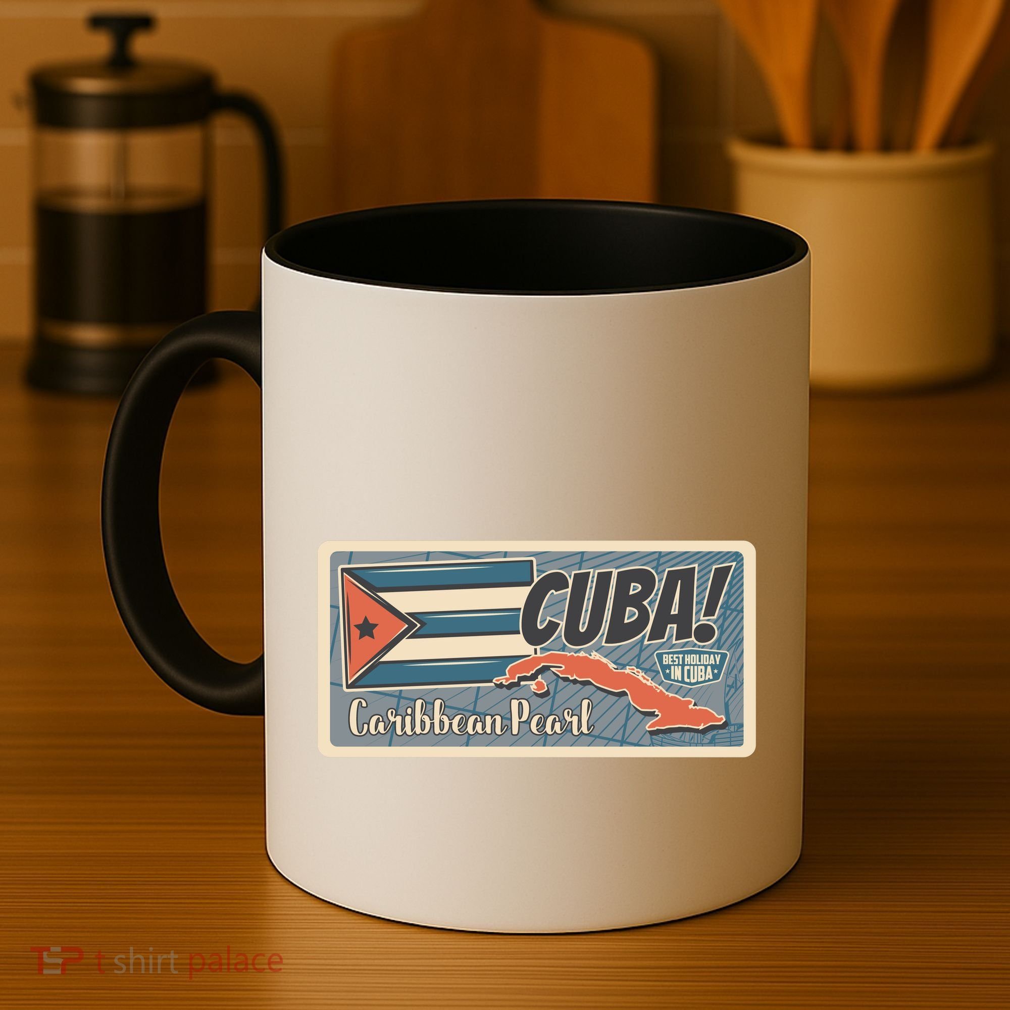 Cuba Travel Retro Banner Caribbean Pearl Coffee Mug