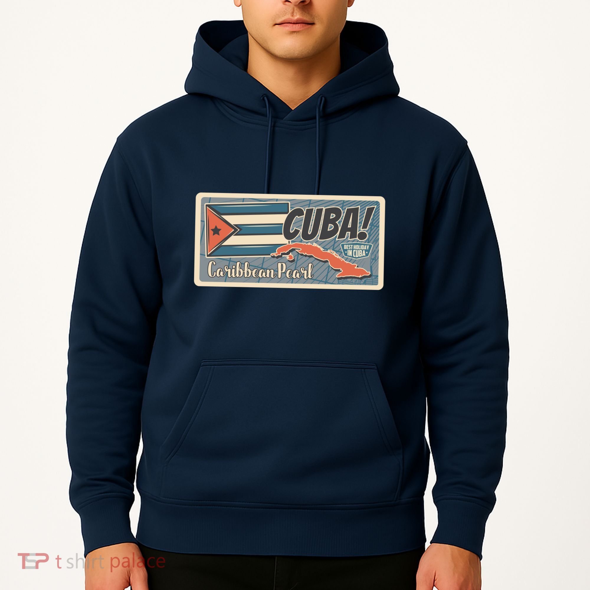 Cuba Travel Retro Banner Caribbean Pearl Hoodie