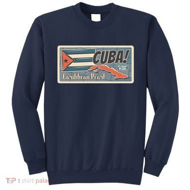 Cuba Travel Retro Banner Caribbean Pearl Sweatshirt