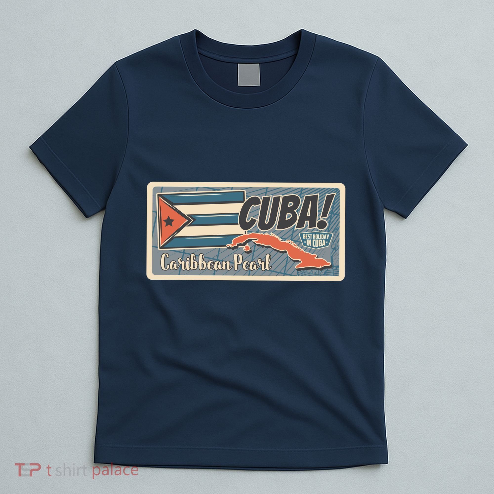 Cuba Travel Retro Banner Caribbean Pearl T-Shirt
