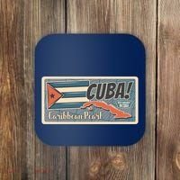 Cuba Travel Retro Banner Caribbean Pearl Coaster thumb 0