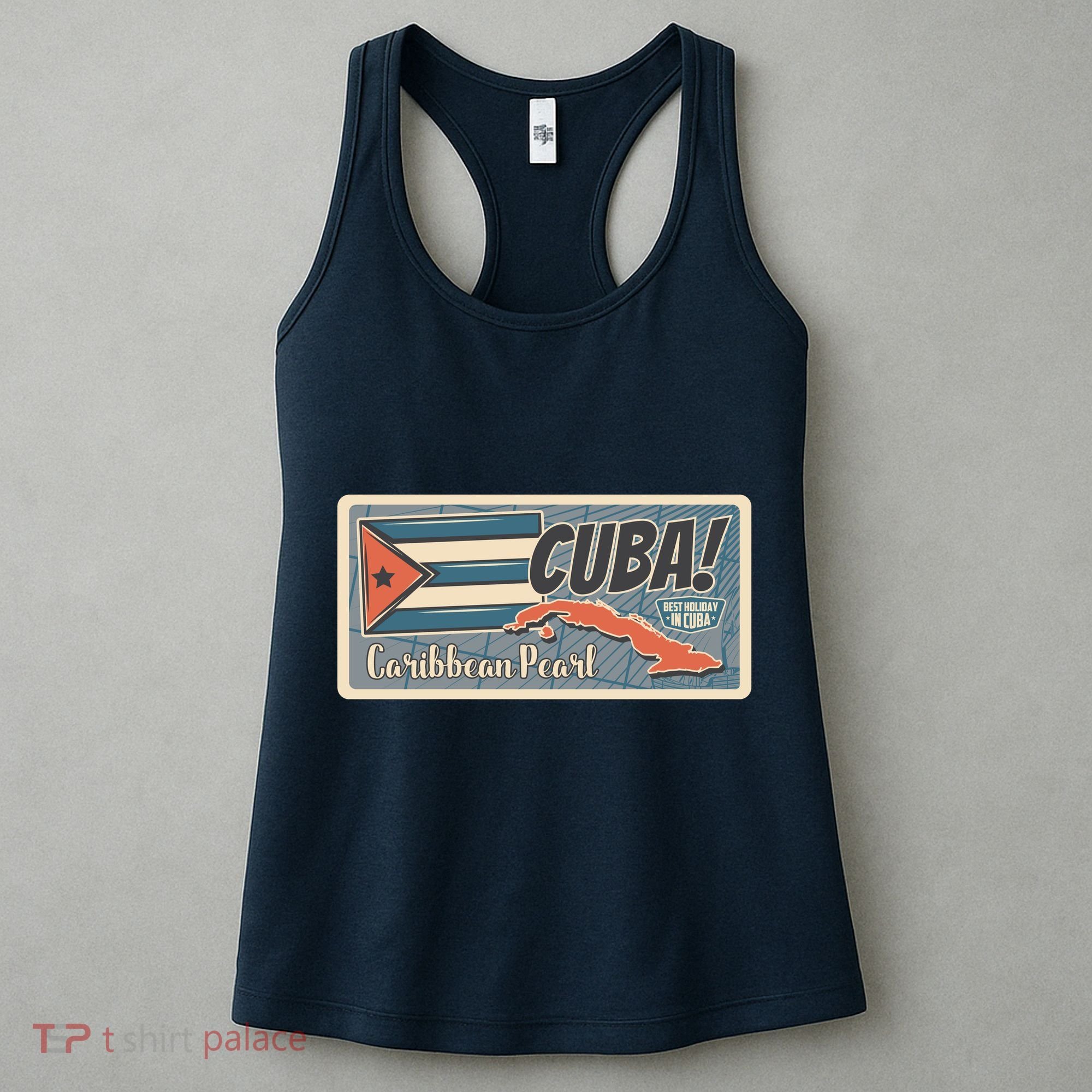 Cuba Travel Retro Banner Caribbean Pearl Women's Tank Top