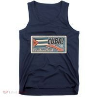 Cuba Travel Retro Banner Caribbean Pearl Tank Top thumb 0
