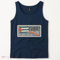 Cuba Travel Retro Banner Caribbean Pearl Tank Top thumb 2