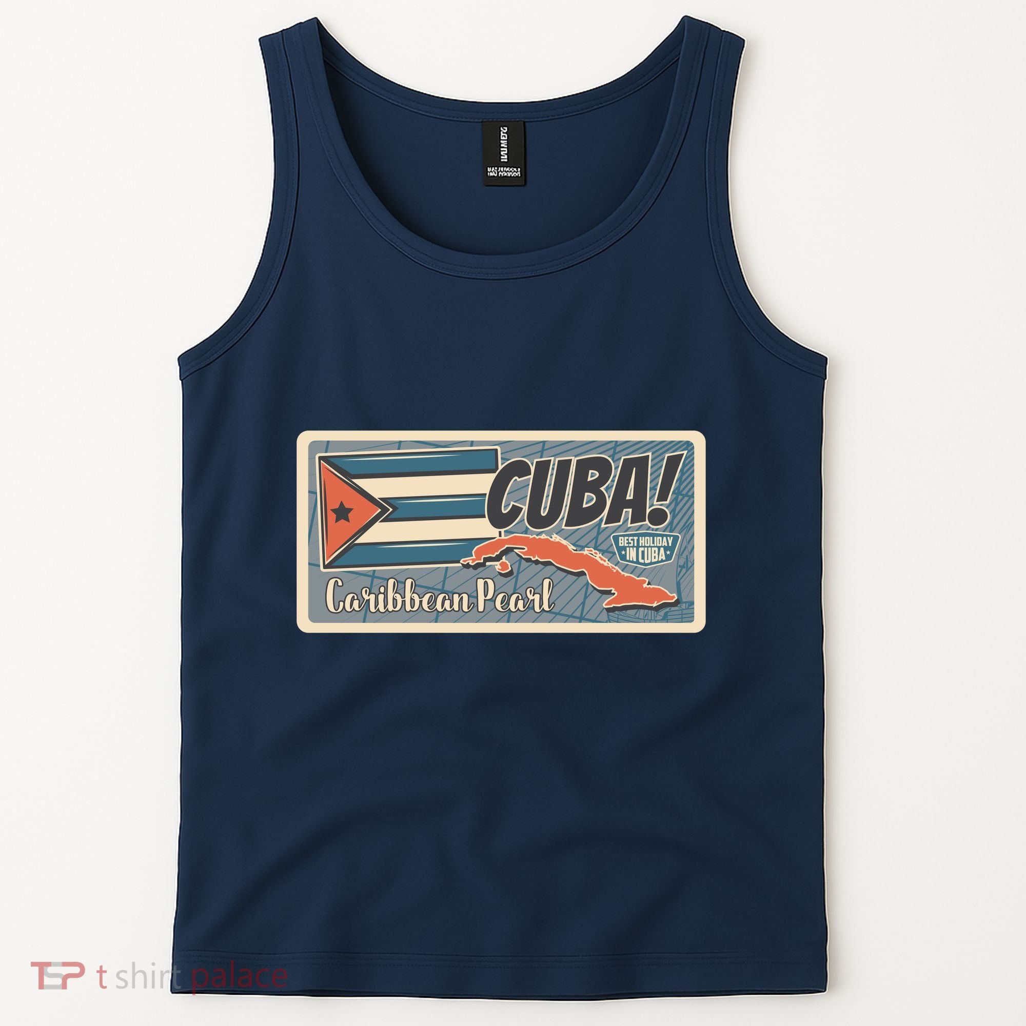 Cuba Travel Retro Banner Caribbean Pearl Tank Top