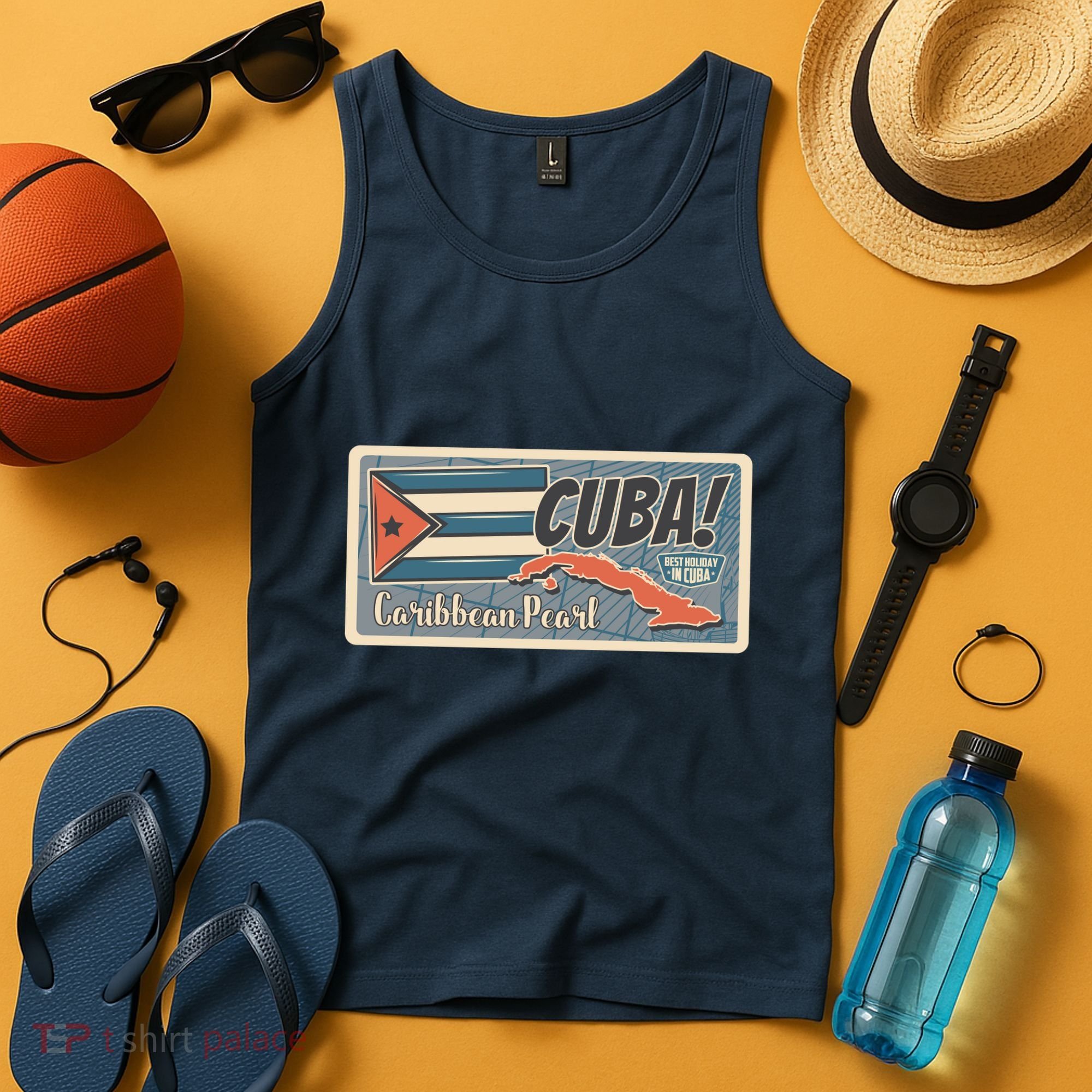 Cuba Travel Retro Banner Caribbean Pearl Tank Top