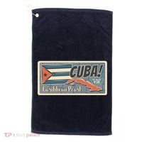 Cuba Travel Retro Banner Caribbean Pearl Golf Towel thumb 0