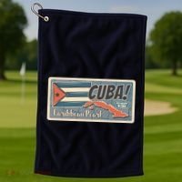 Cuba Travel Retro Banner Caribbean Pearl Golf Towel thumb 1