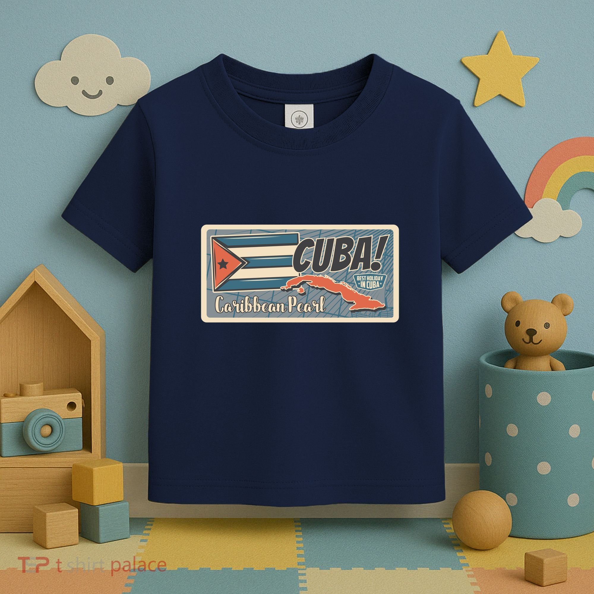 Cuba Travel Retro Banner Caribbean Pearl Toddler T-Shirt