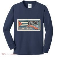Cuba Travel Retro Banner Caribbean Pearl Kids Long Sleeve Shirt thumb 0
