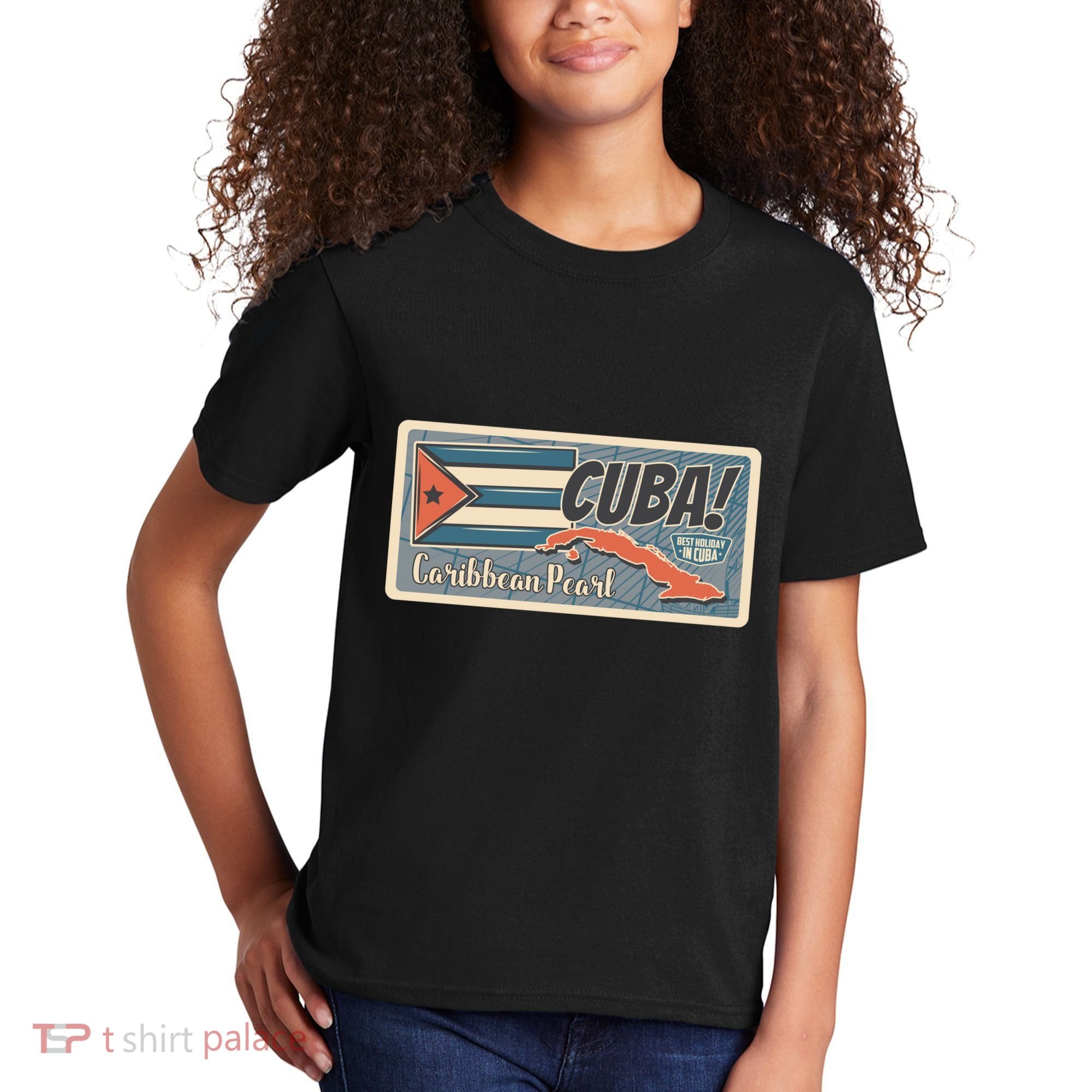 Cuba Travel Retro Banner Caribbean Pearl Kids T-Shirt