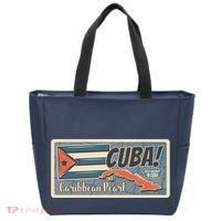 Cuba Travel Retro Banner Caribbean Pearl Tote Bag thumb 0