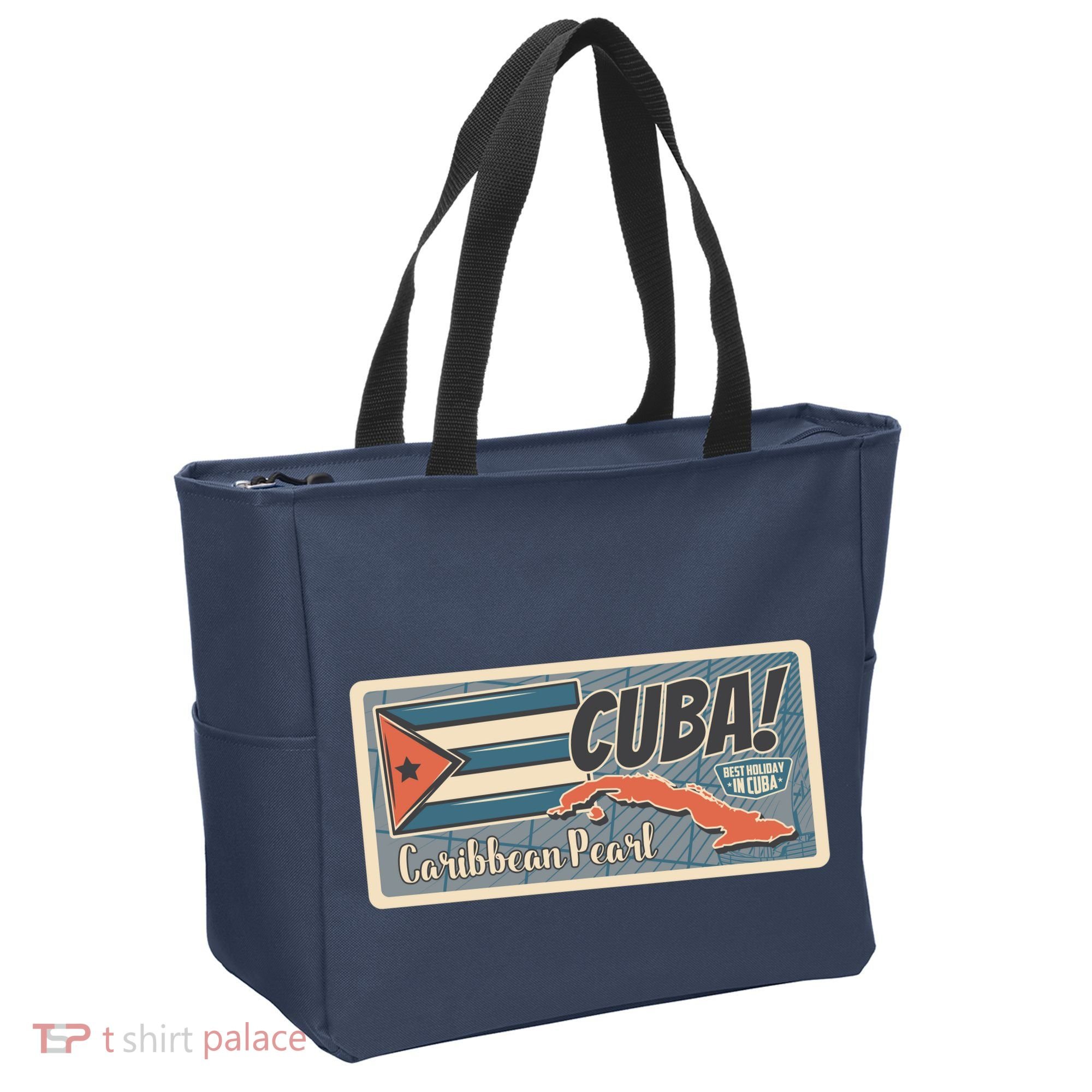Cuba Travel Retro Banner Caribbean Pearl Tote Bag