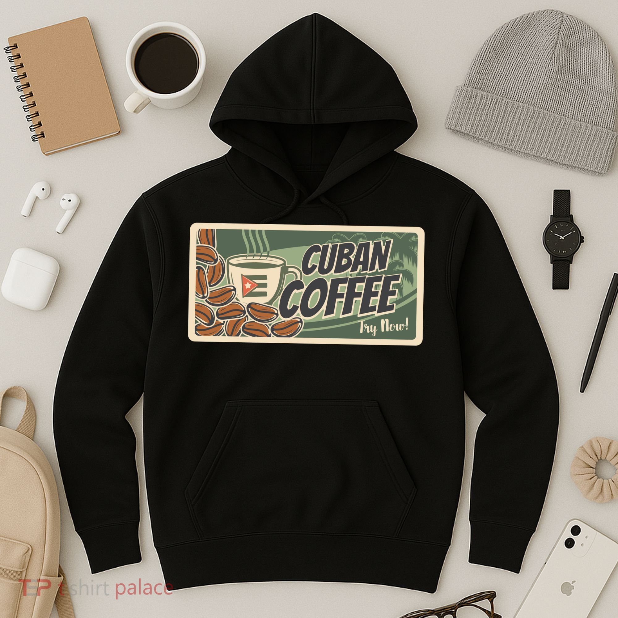 Cuba Travel Retro Banner Cuban Coffee Hoodie