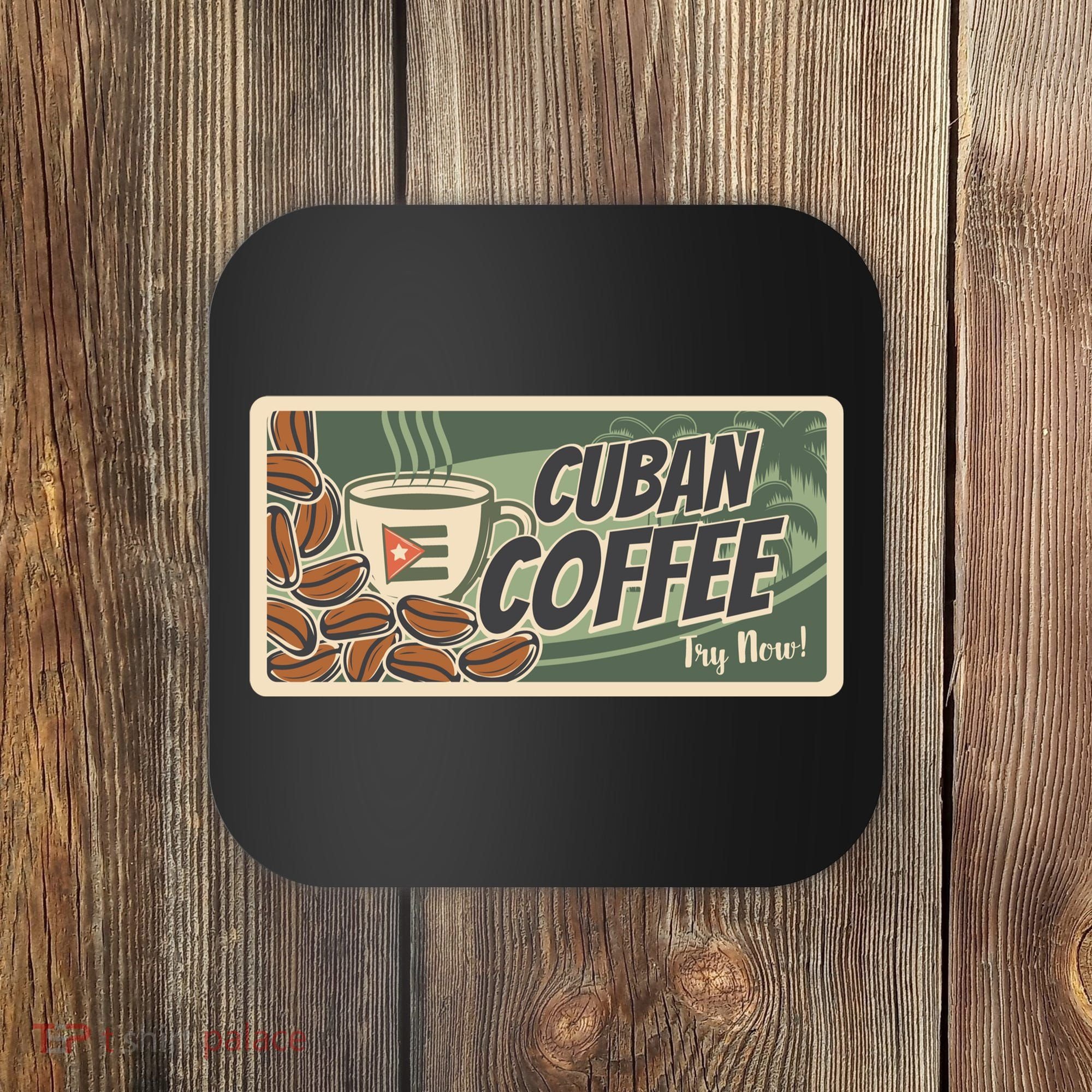 Cuba Travel Retro Banner Cuban Coffee Coaster