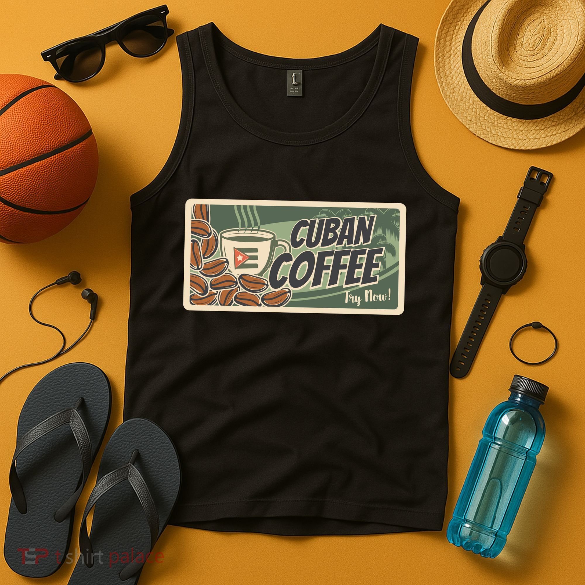 Cuba Travel Retro Banner Cuban Coffee Tank Top
