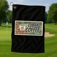 Cuba Travel Retro Banner Cuban Coffee Golf Towel thumb 1
