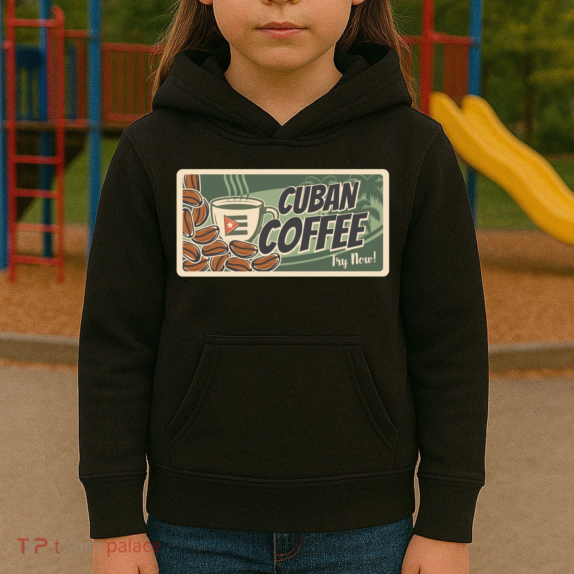 Cuba Travel Retro Banner Cuban Coffee Kids Hoodie