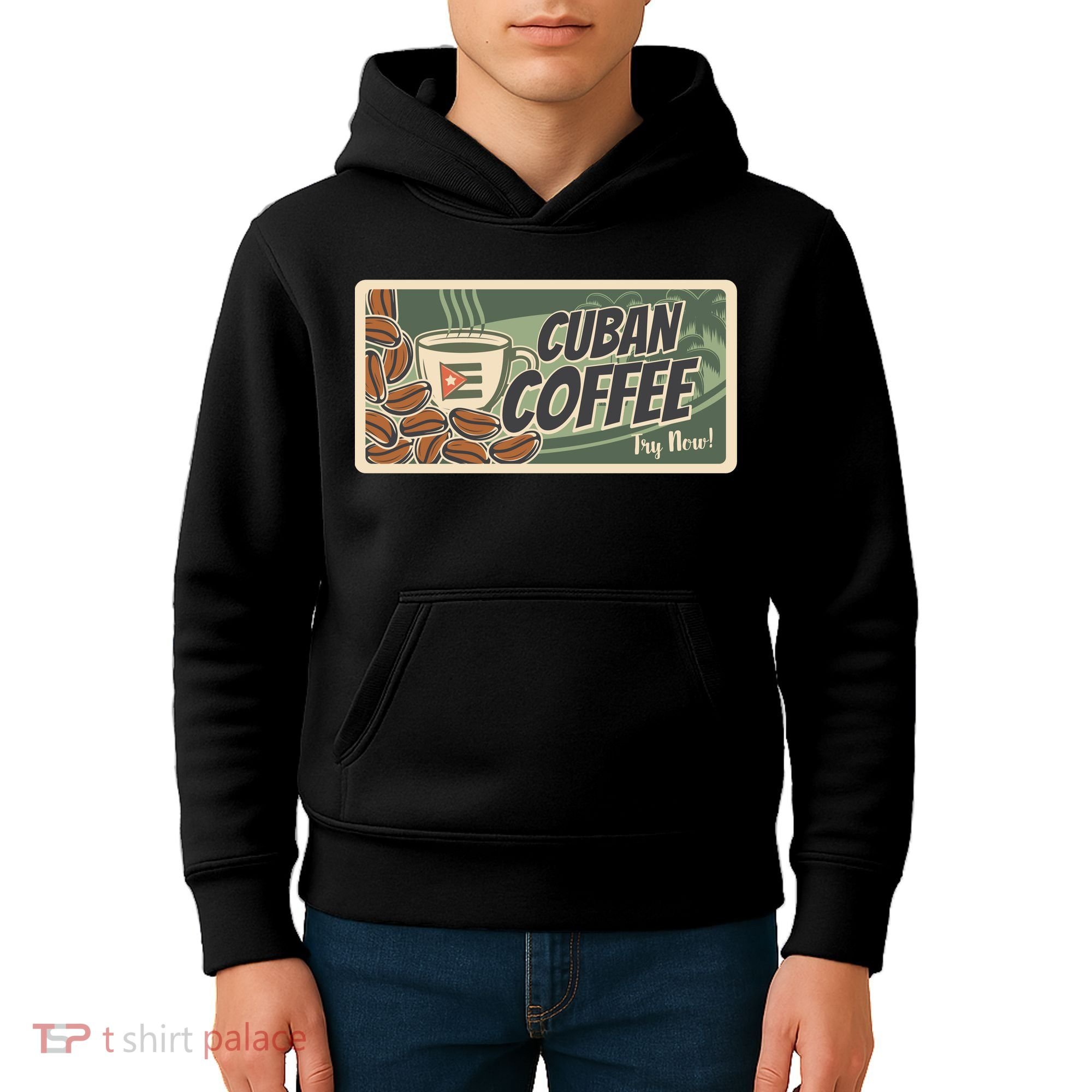 Cuba Travel Retro Banner Cuban Coffee Kids Hoodie