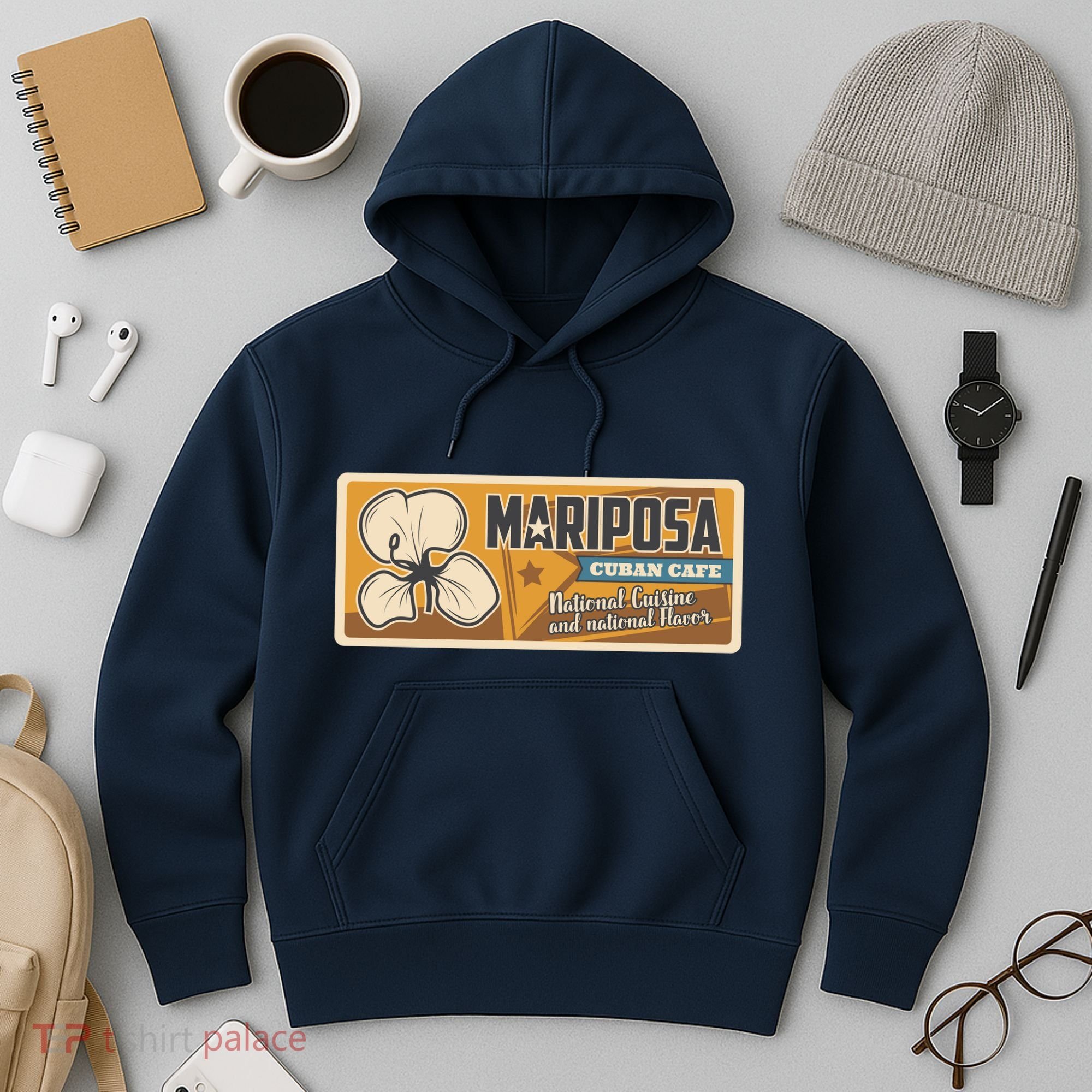 Cuba Travel Retro Cuban Café Mariposa Hoodie
