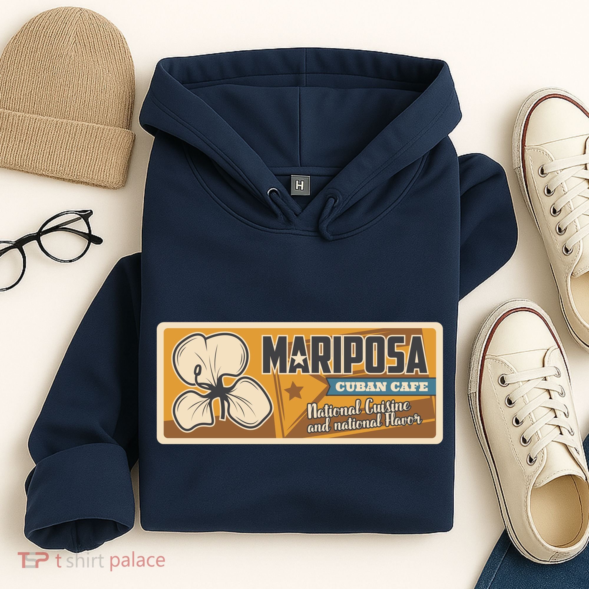 Cuba Travel Retro Cuban Café Mariposa Hoodie