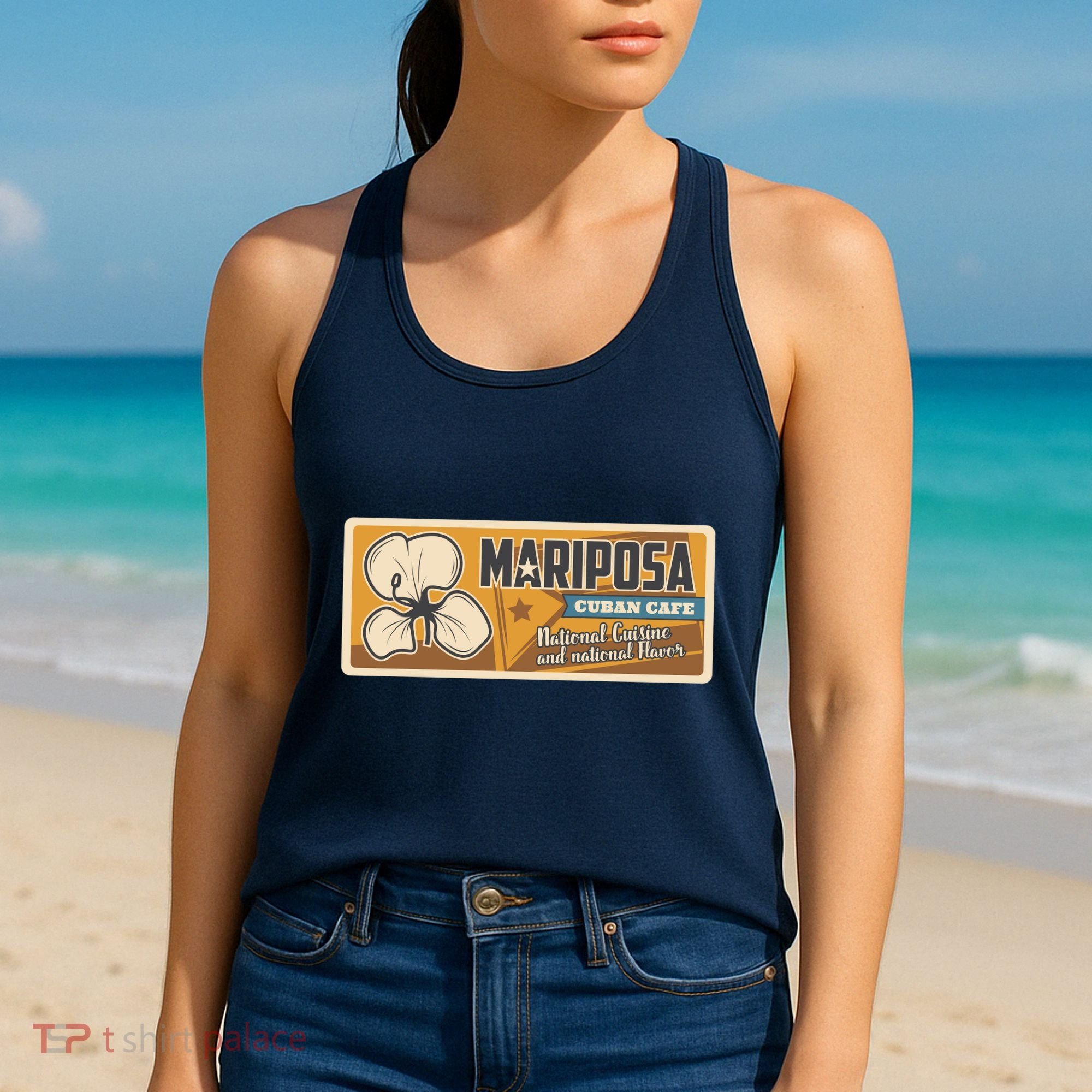 Cuba Travel Retro Cuban Café Mariposa Women's Tank Top