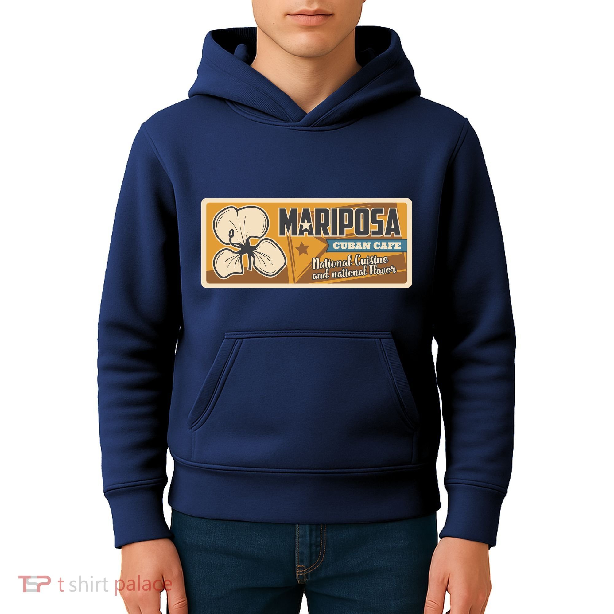 Cuba Travel Retro Cuban Café Mariposa Kids Hoodie