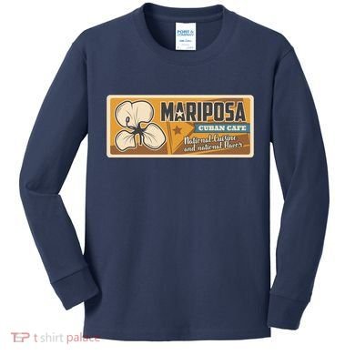 Cuba Travel Retro Cuban Café Mariposa Kids Long Sleeve Shirt