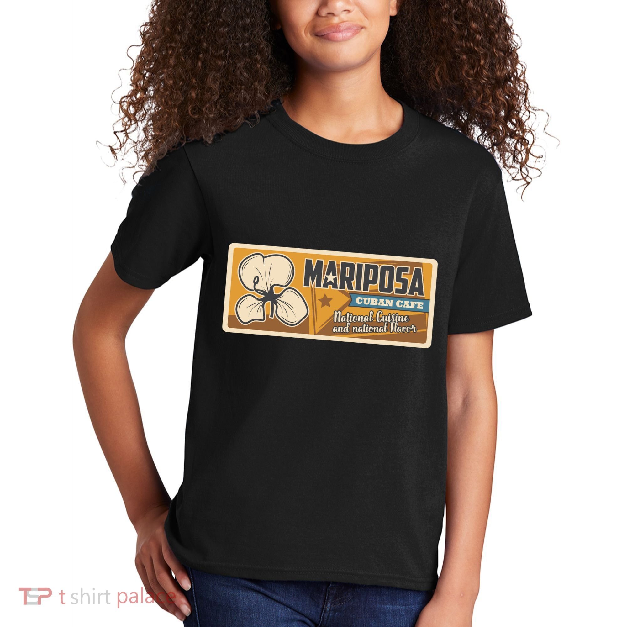 Cuba Travel Retro Cuban Café Mariposa Kids T-Shirt
