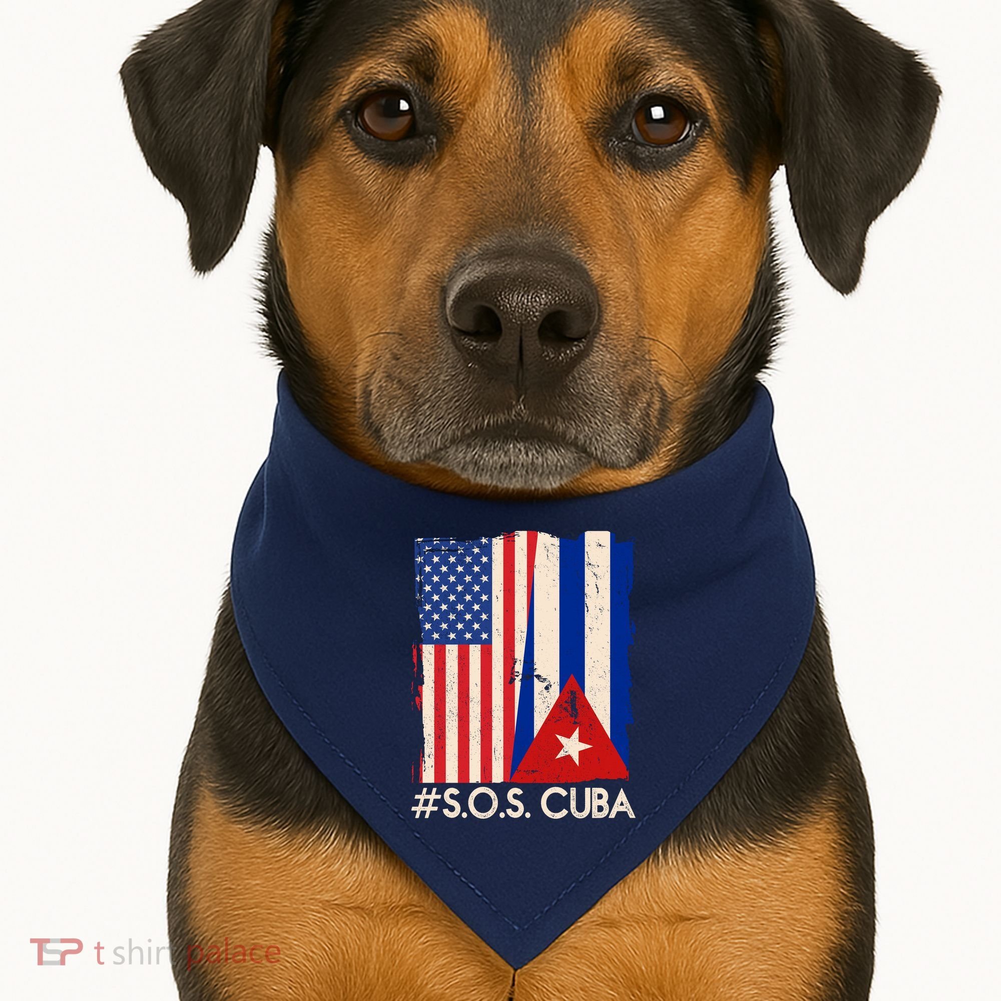 Cuba USA Flags United #S.O.S.CUBA USA-Made Doggie Bandana