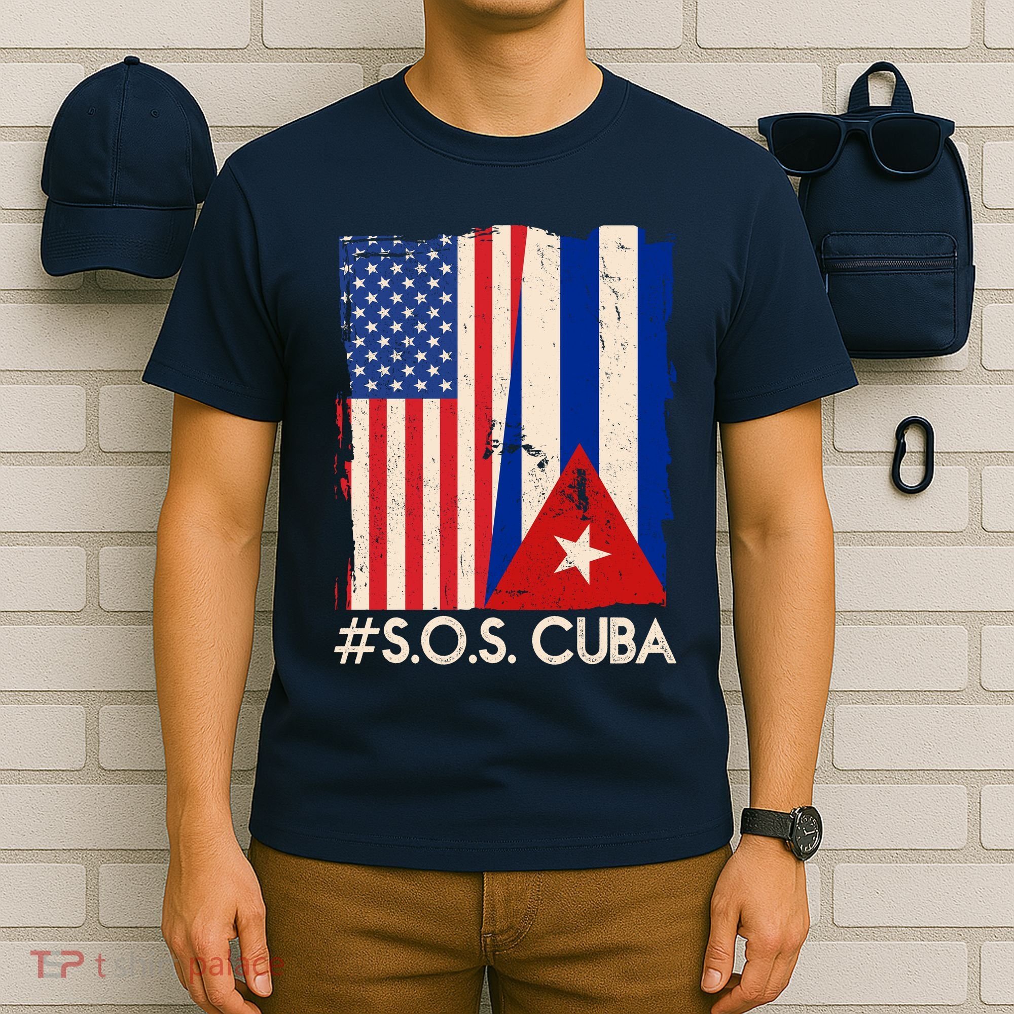 Cuba USA Flags United #S.O.S.CUBA T-Shirt